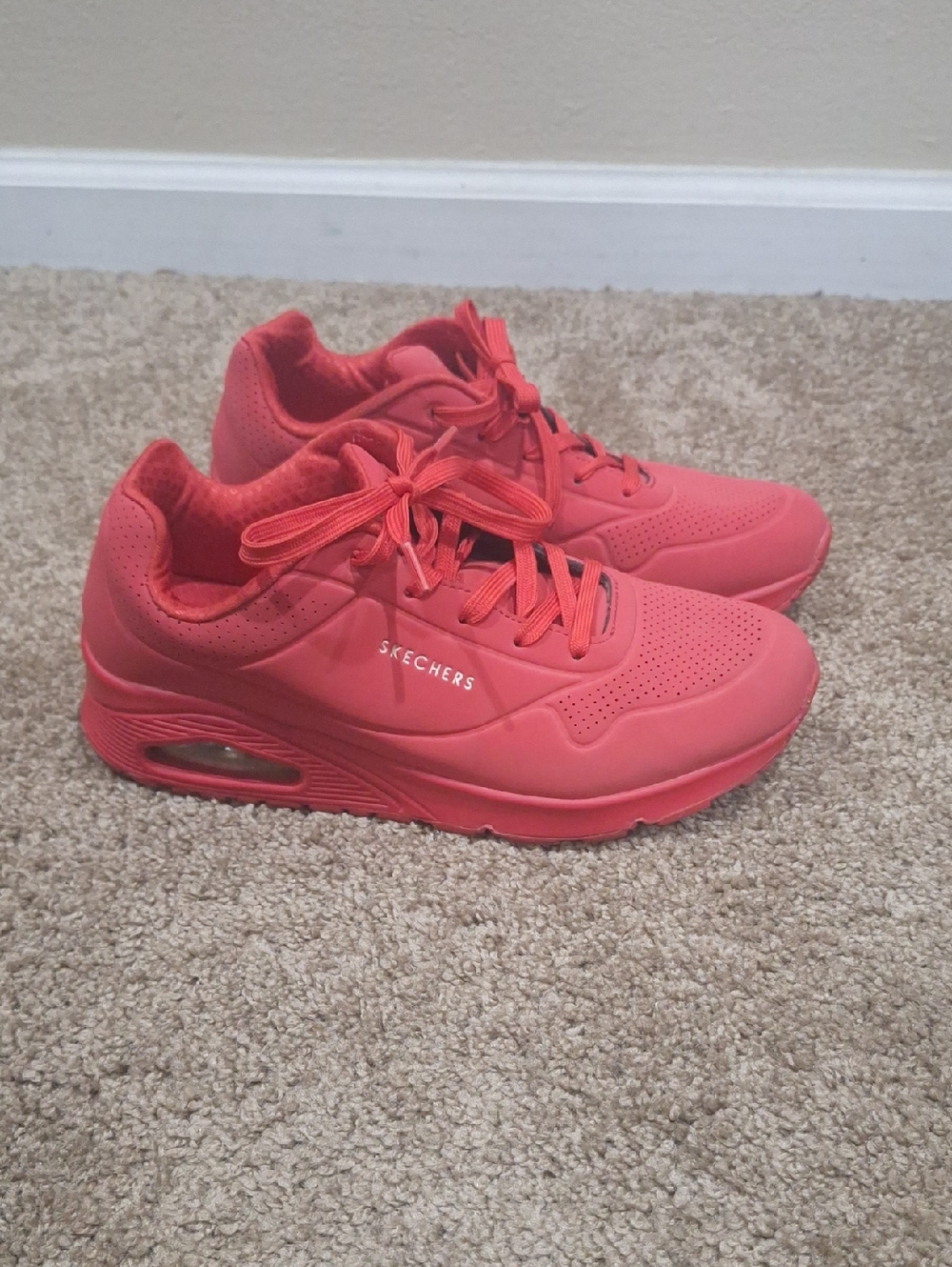 Skechers Women's Coral-Red Lace-Up Athletic Sneakers